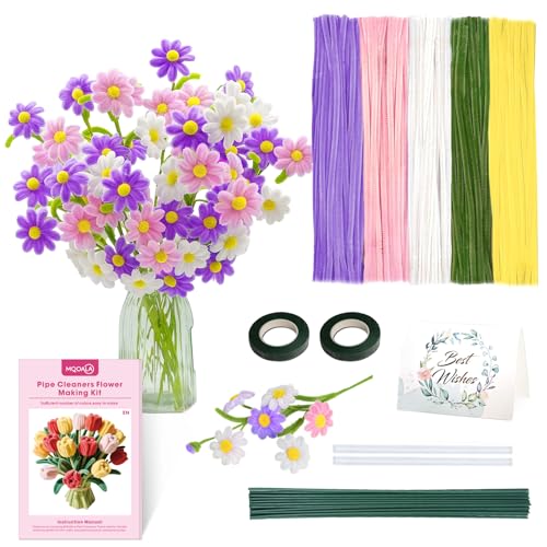 MQOALA 300 Stück Pfeifenreiniger Blumen Set Mit Anleitung, Chenilledraht Pfeifenreiniger Blumen Set, Basteln und Dekorieren Staubblatt FüR Blumenstrauß Diy Dekorationen Macaron-Farbe MQOALA 300 Stück Pfeifenreiniger Blumen Set Mit Anleitung, Chenilledraht Pfeifenreiniger Blumen Set, Basteln und Dekorieren Staubblatt FüR Blumenstrauß Diy Dekorationen Macaron-Farbe von MQOALA