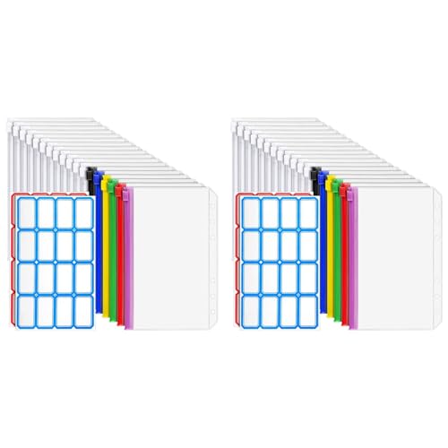 MQODLFP 36 Stück A6 Bindertaschen mit 6 Ringen, A6 Reißverschluss-Tasche für Budget-Ordner, wasserdichte Kunststoff-Umschläge, Beutel MQODLFP 36 Stück A6 Bindertaschen mit 6 Ringen, A6 Reißverschluss-Tasche für Budget-Ordner, wasserdichte Kunststoff-Umschläge, Beutel von MQODLFP