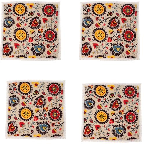 MQODLFP 4 x Vintage-Tischdecke, quadratisch, Baumwolle, Leinen, Spitze, Sonnenblume, waschbar, für Abendessen, Picknick, verschiedene Größen MQODLFP 4 x Vintage-Tischdecke, quadratisch, Baumwolle, Leinen, Spitze, Sonnenblume, waschbar, für Abendessen, Picknick, verschiedene Größen von MQODLFP