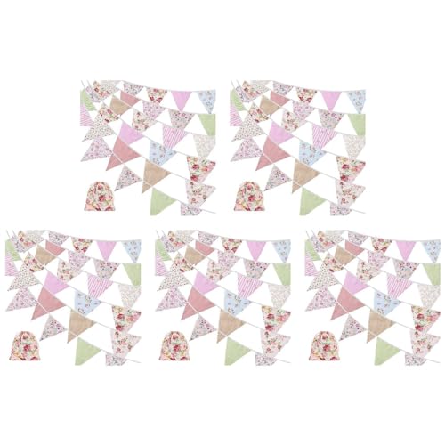 MQODLFP 5Stück 40Ft Fabric Bunting, 42 Stücke Draussen Banner, Floral Vintage Baumwolle Dreieckige Flagge für Garten Geburtstags Feier MQODLFP 5Stück 40Ft Fabric Bunting, 42 Stücke Draussen Banner, Floral Vintage Baumwolle Dreieckige Flagge für Garten Geburtstags Feier von MQODLFP
