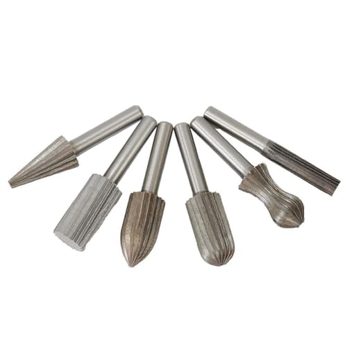 MQODLFP 6-Teiliges Hartmetall-Fräser-Set, Wolframkarbid-Fräser zum Feinen Schnitzen, Hartmetall-Fräser, Rotationsfeile, Schnitz-Schleifbit MQODLFP 6-Teiliges Hartmetall-Fräser-Set, Wolframkarbid-Fräser zum Feinen Schnitzen, Hartmetall-Fräser, Rotationsfeile, Schnitz-Schleifbit von MQODLFP