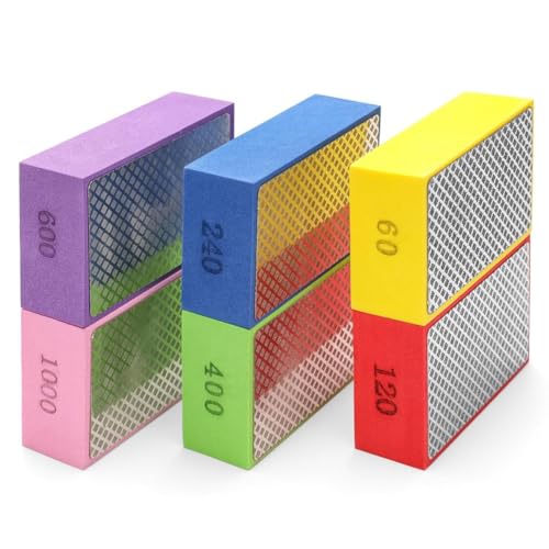 MQODLFP Diamant-Handpolierpads, Nass- und Trocken-Diamant-Schleifpads Körnung 60, 120, 240, 400, 600, 1000, 6 Stück MQODLFP Diamant-Handpolierpads, Nass- und Trocken-Diamant-Schleifpads Körnung 60, 120, 240, 400, 600, 1000, 6 Stück von MQODLFP