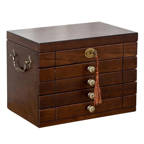 MQODLFP Große Vintage-Schmuckschatulle, mehrschichtig, zur Schmuckaufbewahrung, leicht, luxuriöse, rechteckige Aufbewahrungsbox, Holzkiste MQODLFP Große Vintage-Schmuckschatulle, mehrschichtig, zur Schmuckaufbewahrung, leicht, luxuriöse, rechteckige Aufbewahrungsbox, Holzkiste von MQODLFP