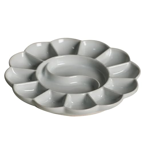MQODLFP Handgefertigte Celadon-Paletten-förmige Aquarell-Farbschale, Ru Ofen, Keramikplatte und Stifthalter, Weiß MQODLFP Handgefertigte Celadon-Paletten-förmige Aquarell-Farbschale, Ru Ofen, Keramikplatte und Stifthalter, Weiß von MQODLFP