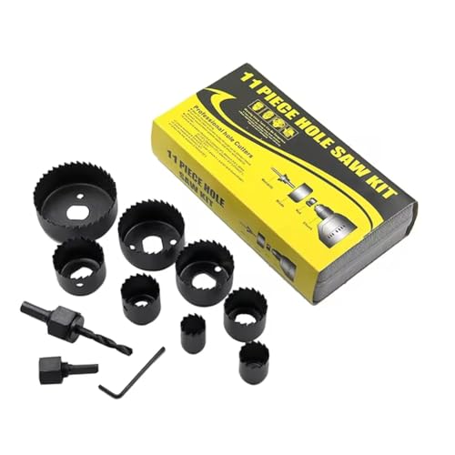 MQODLFP Lochsägen-Set, Karbonstahl, Metall, Kreisbohrer, Lochschneider für Holz, PVC und Kunststoff, 11-teilig MQODLFP Lochsägen-Set, Karbonstahl, Metall, Kreisbohrer, Lochschneider für Holz, PVC und Kunststoff, 11-teilig von MQODLFP