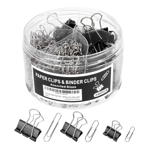 MQODLFP Premium Set mit 340 Stück Papier- und Binderklammern-Set in verschiedenen Größen – perfekt für Schule oder Büro, Büroklammern-Set MQODLFP Premium Set mit 340 Stück Papier- und Binderklammern-Set in verschiedenen Größen – perfekt für Schule oder Büro, Büroklammern-Set von MQODLFP