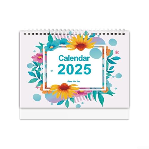 Schreibtischkalender 2025, englischer Kalender, einfacher kreativer Zeitplan, Notizblock, Schreibtisch-Büro-Kalender für Zuhause, Schule oder Büro, 2025 neue Ausgabe, Blumenmuster (weiß) von MR.PoorHippo