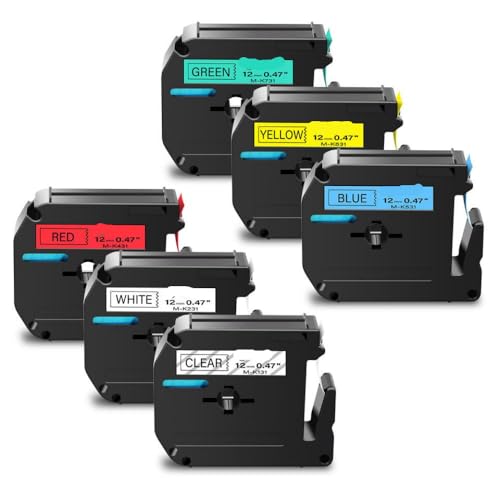 M-K231 kompatibles Etikettenband, kompatibel mit M-Bändern MK231, M231, Schwarz auf Weiß, 12 mm Klebeband für PT-100 PT-65 Etikettenhersteller, 6 Stück M-K231 kompatibles Etikettenband, kompatibel mit M-Bändern MK231, M231, Schwarz auf Weiß, 12 mm Klebeband für PT-100 PT-65 Etikettenhersteller, 6 Stück von MRHZKE