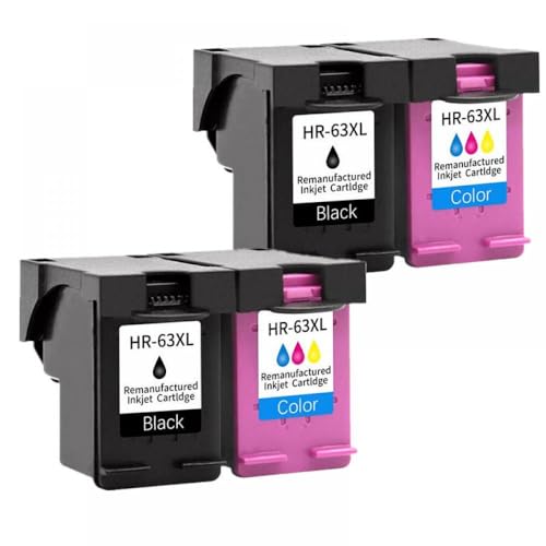 MRHZKE Tintenpatrone 63XL für Deskjet-Drucker 1110 2130 2131 2132 3630 5220 5230 5252 (2 Schwarz, 2 Farben) von MRHZKE