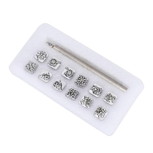MRKU Prägemaschine, 12-teiliges Stanzwerkzeug, Dynasty-Blumendesign, DIY-Stempel aus pflanzlichem Leder, 1 Griff, präzise Position MRKU Prägemaschine, 12-teiliges Stanzwerkzeug, Dynasty-Blumendesign, DIY-Stempel aus pflanzlichem Leder, 1 Griff, präzise Position von MRKU