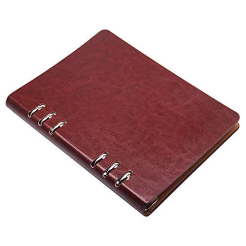 MRNHA A5 Notizbuch 6 LöCher PU Leder Bezug Notizbuch Loses Leder NachfüLlbare Notebook Bindemittel Ringe Tagebuch () von MRNHA