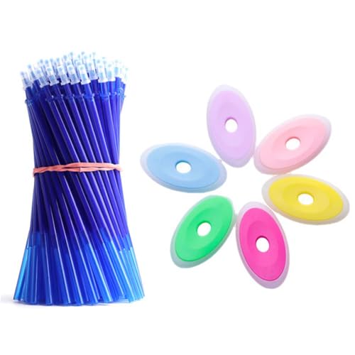 101 Stück/Set mit 3-farbigen, radierbaren magischen, neutralen Stiftkern, 0,5 mm, geeignet für radierbaren Stiftkernersatz, Bürobedarf, Geschenkbedarf (100 Ersatzminen + 1 Radiergummi) (blau) von MROOFUL