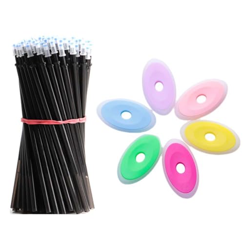 101 Stück/Set mit 3-farbigen, radierbaren magischen, neutralen Stiftkern, 0,5 mm, geeignet für radierbaren Stiftkernersatz, Bürobedarf, Geschenkbedarf (100 Ersatzminen + 1 Radiergummi) (schwarz) von MROOFUL