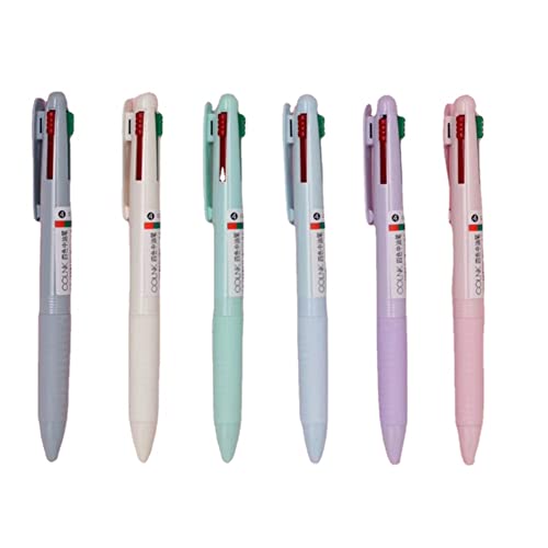 4-in-1 Kugelschreiber, 0,5 mm, mittlere Feder, einziehbar, Schwarz, Blau, Grün, Rot, Schreibschrift für Notizbücher (3 Stück, zufällige Farbe) von MROOFUL