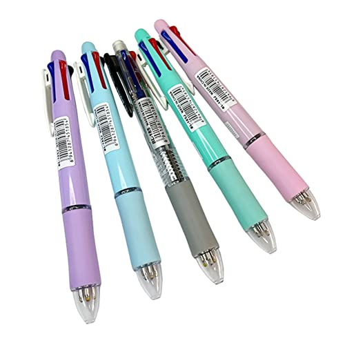 MROOFUL 5-in-1 Kugelschreiber, Mehrfarbig, einziehbar, kreative 4 Farben, Kugelschreibermine und Bleistiftmine, multifunktionaler Stift, Büro, Schule, Schreibbedarf von MROOFUL