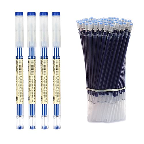 Gel-Tinte, 0,35 mm, extrafeiner Kugelschreiber, schwarz, blau, rot, 4 Stück, 50 Stück, Tintenroller, schnelltrocknend, Blau von MROOFUL