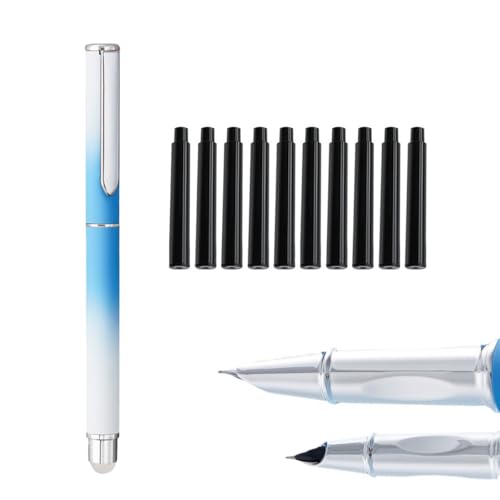 Löschbares Füllfederhalter-Set, 0,38 mm Spitze mit 10 Stück blau-schwarzer Tinte, bunter Füllfederhalter, Geschenk-Set für Männer und Frauen, Profis, Führungskräfte, Büro, schöne Stifte (schwarze Löschbares Füllfederhalter-Set, 0,38 mm Spitze mit 10 Stück blau-schwarzer Tinte, bunter Füllfederhalter, Geschenk-Set für Männer und Frauen, Profis, Führungskräfte, Büro, schöne Stifte (schwarze von MROOFUL