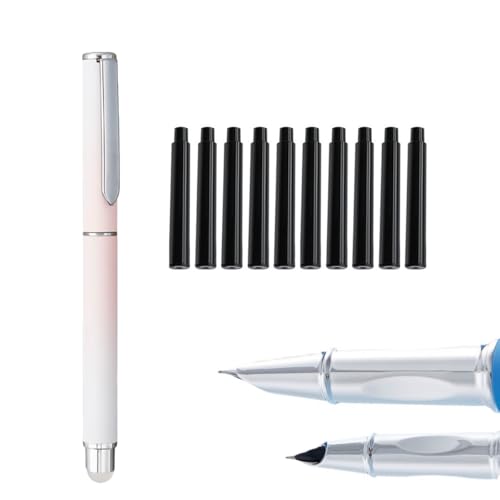 Löschbares Füllfederhalter-Set, 0,38 mm Spitze mit 10 blau-schwarzen Tintenminen, bunter Füllfederhalter, Geschenk-Set für Männer und Frauen, Profis, Führungskräfte, Büro, schöne Stifte (schwarze von MROOFUL