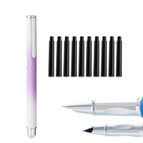 Löschbares Füllfederhalter-Set, 0,38 mm Spitze mit 10 blau-schwarzen Tintenminen, bunter Füllfederhalter, Geschenk-Set für Männer und Frauen, Profis, Führungskräfte, Büro, schöne Stifte (schwarze von MROOFUL
