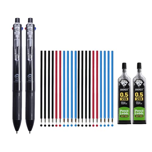 MROOFUL 4-in-1 mehrfarbige Kugelschreiber, Unterschriftenwerkzeuge, Schulschreibbedarf, Bürobedarf, Bürobedarf, 24 Stück (schwarz) von MROOFUL
