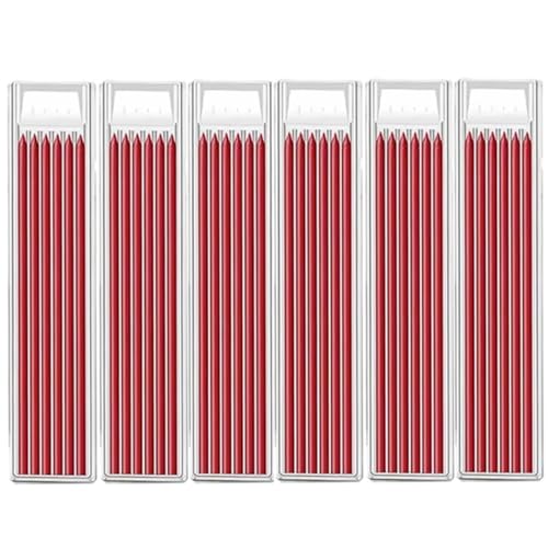 MROOFUL Bleistiftminen, 2,8 mm Tischlerbleistiftminen, solides tiefes Loch, mechanische Konstruktion, Bleistiftminen zum Markieren und Zeichnen, 36 Stück (rotes Set) von MROOFUL