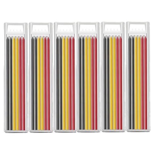 MROOFUL Bleistiftminen, 2,8 mm Zimmermannsbleistiftminen, solides tiefes Loch, mechanische Konstruktion, Bleistiftminen zum Markieren und Zeichnen (dreifarbiges Set) 36 Stück von MROOFUL