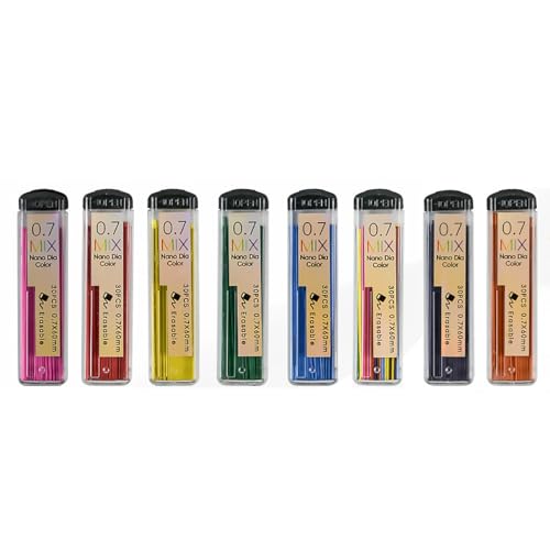 MROOFUL Druckbleistiftminen, 0,7 mm, 7 Farben, 8 Stück/insgesamt 240 Minen mit ökologischen Haftnotizen MROOFUL Druckbleistiftminen, 0,7 mm, 7 Farben, 8 Stück/insgesamt 240 Minen mit ökologischen Haftnotizen von MROOFUL