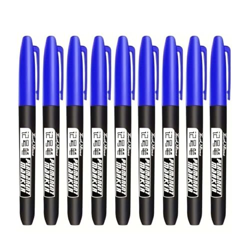 MROOFUL Kreative Marker, feine Spitze, 1,5 mm, rohe Spitze, schwarz, blau, rot, 9 Stück/Set, Markerstifte, Büro, Schreibwaren, Heimtextilien (blau) von MROOFUL