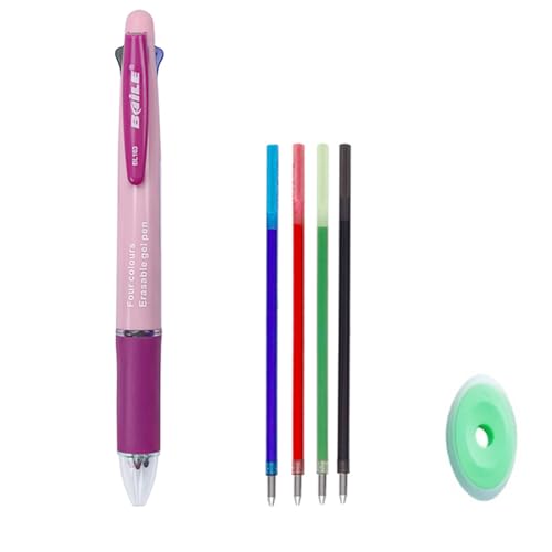 MROOFUL Löschbare Stifte, 4-in-1, mehrfarbiger Kugelschreiber, 4 Farben, einziehbarer Kugelschreiber, 0,5 mm, mehrfarbige Tintenstifte für Büro, Schulbedarf, Studenten, Kinder, Geschenk (Macaron Pink) MROOFUL Löschbare Stifte, 4-in-1, mehrfarbiger Kugelschreiber, 4 Farben, einziehbarer Kugelschreiber, 0,5 mm, mehrfarbige Tintenstifte für Büro, Schulbedarf, Studenten, Kinder, Geschenk (Macaron Pink) von MROOFUL