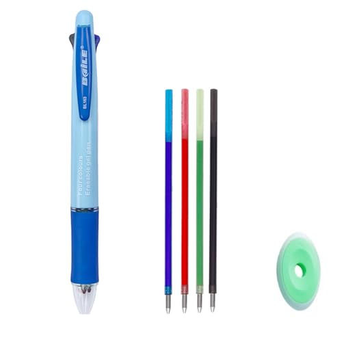 MROOFUL Löschbare Stifte, 4-in-1, mehrfarbiger Kugelschreiber, 4 Farben, einziehbarer Kugelschreiber, 0,5 mm, mehrfarbige Tintenstifte für Büro, Schulbedarf, Studenten, Kinder, Geschenk (Macaron Blue) MROOFUL Löschbare Stifte, 4-in-1, mehrfarbiger Kugelschreiber, 4 Farben, einziehbarer Kugelschreiber, 0,5 mm, mehrfarbige Tintenstifte für Büro, Schulbedarf, Studenten, Kinder, Geschenk (Macaron Blue) von MROOFUL