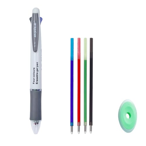 MROOFUL Löschbare Stifte, 4-in-1, mehrfarbiger Kugelschreiber, 4 Farben, einziehbarer Kugelschreiber, 0,5 mm, mehrfarbige Tintenstifte für Büro, Schulbedarf, Studenten, Kinder, Geschenk (Macaron Grey) MROOFUL Löschbare Stifte, 4-in-1, mehrfarbiger Kugelschreiber, 4 Farben, einziehbarer Kugelschreiber, 0,5 mm, mehrfarbige Tintenstifte für Büro, Schulbedarf, Studenten, Kinder, Geschenk (Macaron Grey) von MROOFUL