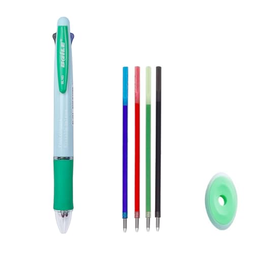 MROOFUL Löschbare Stifte, 4-in-1, mehrfarbiger Kugelschreiber, 4 Farben, einziehbarer Kugelschreiber, 0,5 mm, mehrfarbige Tintenstifte für Büro, Schulbedarf, Studenten, Kinder, Geschenk (Macaron-Grün) MROOFUL Löschbare Stifte, 4-in-1, mehrfarbiger Kugelschreiber, 4 Farben, einziehbarer Kugelschreiber, 0,5 mm, mehrfarbige Tintenstifte für Büro, Schulbedarf, Studenten, Kinder, Geschenk (Macaron-Grün) von MROOFUL