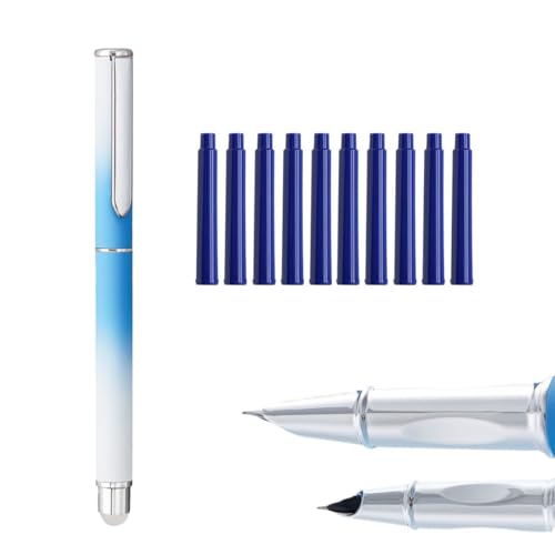 MROOFUL Löschbares Füllfederhalter-Set, 0,38 mm Spitze mit 10 Stück blau-schwarzer Tinte, bunter Füllfederhalter, Geschenk-Set für Männer und Frauen, Profis, Führungskräfte, Büro, schöne Stifte (blaue MROOFUL Löschbares Füllfederhalter-Set, 0,38 mm Spitze mit 10 Stück blau-schwarzer Tinte, bunter Füllfederhalter, Geschenk-Set für Männer und Frauen, Profis, Führungskräfte, Büro, schöne Stifte (blaue von MROOFUL