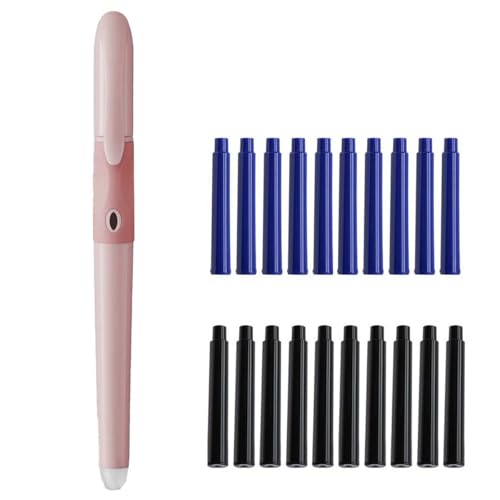 MROOFUL Löschbares Füllfederhalter-Set, mittlere Feder, inklusive 20 schwarz/blauen Tintenpatronen und Tintennachfüllkonverter, est-Pen-Geschenkset für Executive, Büro, schöne Stifte (Rosa) von MROOFUL