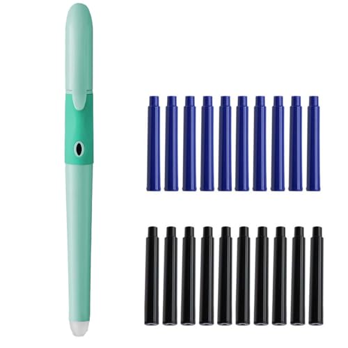 MROOFUL Löschbares Füllfederhalter-Set, mittlere Feder, inklusive 20 schwarz/blauen Tintenpatronen und Tintennachfüllkonverter, est-Pen-Geschenkset für Executive, Büro, schöne Stifte (grün) von MROOFUL