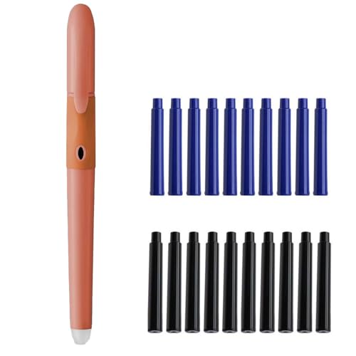 MROOFUL Löschbares Füllfederhalter-Set, mittlere Feder, inklusive 20 schwarz/blauen Tintenpatronen und Tintennachfüllkonverter, est-Pen-Geschenkset für Executive, Büro, schöne Stifte (orange) von MROOFUL
