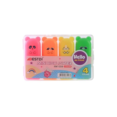 MROOFUL Mini-Textmarker, fluoreszierend, 4/6, bunt, kleine Marker, Studenten-Set, verschiedene Farben (4) von MROOFUL