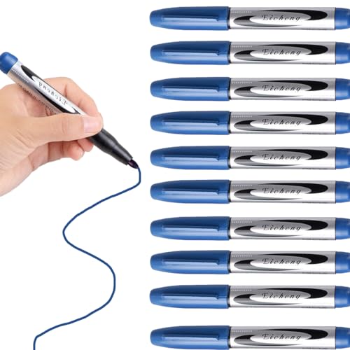 MROOFUL Permanent Marker Pen Blau - 10 Stück, Rundspitze 2mm, wasserfester Stift, Schnelltrocknend ohne Rückfluss, geeignet für Karton, Kunststoff, Glas, Holz, Metall und Stoff.(Blaues Set) von MROOFUL