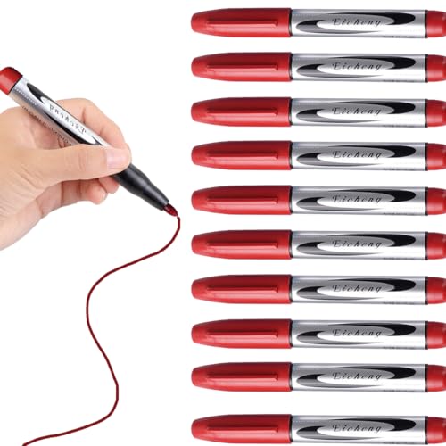 MROOFUL Permanent Marker Pen Rot - 10 Stück, Rundspitze 2mm, wasserfester Stift, Schnelltrocknend ohne Rückfluss, Geeignet Für Karton, Kunststoff, Glas, Holz, Metall und Stoff.(Rotes Set) von MROOFUL