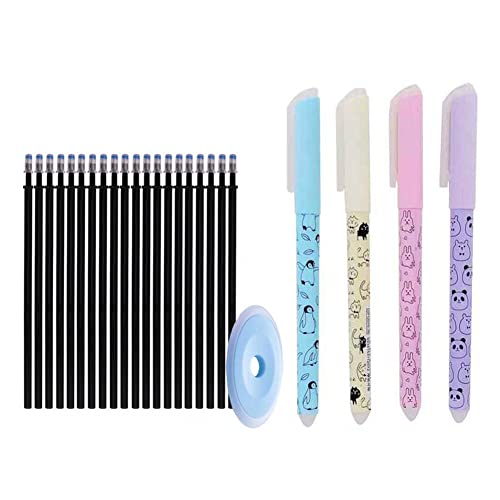 MROOFUL Friction Radierbarer Stift mit niedlicher Katze, 0,38 mm Spitze, Radiergummi, Gelschreiber, blaue schwarze Tinte, Nachfüllstab, Kugelschreiber, Kinder, Schule, Schreibwaren, radierbare Stifte, von MROOFUL
