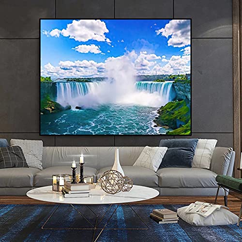 Kanadische Landschaft - Niagara Falls mit seinen schönen drei Wasserfällen/5D DIY Diamond Painting/die Kreuzstichmuster malen Bild Kunsthandwerk/Strassstickerei für Schlafzimmer Wohnzimmer/ von MROUBAO
