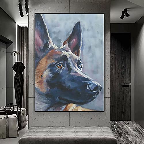 MROUBAO Diamond Painting Set, Belgischer Malinois 5D Diamant Painting Set Full Stickerei Groß Bilder DIY Diamonds Malerei, 40x50cmRahmenlos von MROUBAO