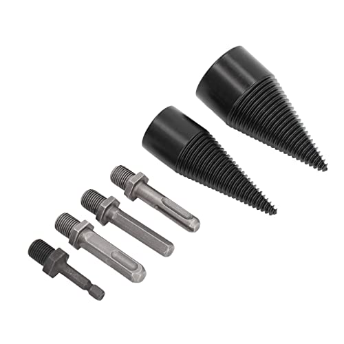 Holzsplitter -Bohrer Bit Schwere Titanschicht Beschichtete, Sich Verjüngte Formspaltkegelbohrer für Camping und Außenkohlenstoffstahl 32 Mm 42 Mm 6 Stcs mit 4 Griffen Verwenden von MRSTORY