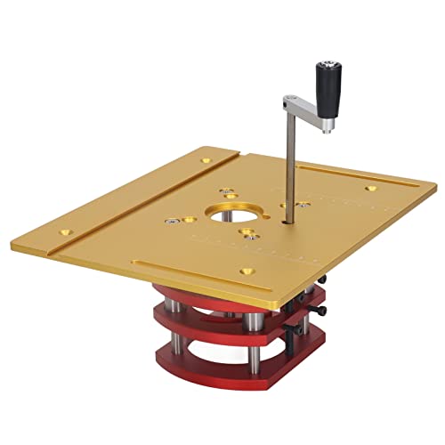 MRSTORY Router Lift Manual Hebel des Routers Auftriebssystem Kit Router Tischsäge Einsatz Basisplatte für Holzbearbeitungsdiyer (Gold) von MRSTORY
