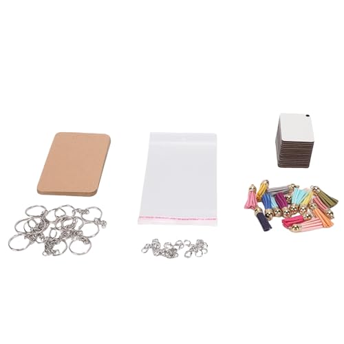 MRSTORY Sublimation Keychain Blanks Doppelseitiges MDF -Board mit Keyrings Open Rings und Quasten Craft DIY Personalisiertes Geschenking -Kit für Heimwerker (Rechteck) von MRSTORY