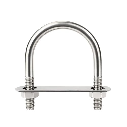 304 Edelstahl Quadrat U-Bolzen, 2 Sets mit Plattenmuttern 304 Edelstahl Runde U-Typ Klemme Clip Rohrhalter Rohr Feste Schnalle 2mm Platte(M10x42x73) von MRVAKDYDI