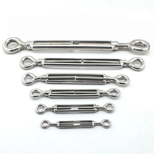 Haken und Öse Spannschloss Drahtspanner, M4 bis M14 Drahtspanner 304 Edelstahl Auge & Auge Spannschloss Drahtseilspannung Spanner Gartendrahtspanner(M4) von MRVAKDYDI