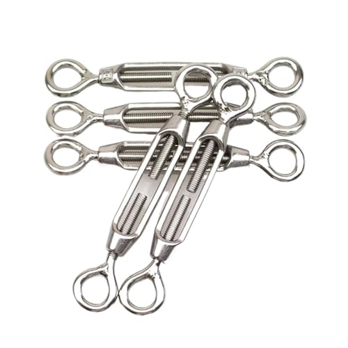 Haken und Öse Spannschloss Drahtspanner, Silber 304 Edelstahl Auge & Auge Spannschloss M4/M5/M6 Spannschloss Einstellbare Draht Seil Spanner(M6,2PCS) von MRVAKDYDI