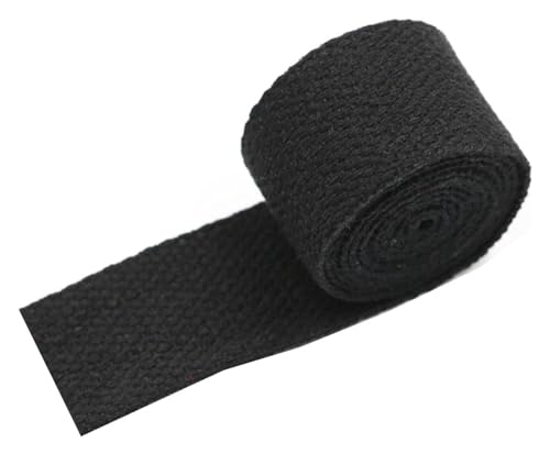 MRVAKDYDI Baumwollgewebe, Nylon-Gurtband 20 mm 25 mm 38 mm 50 mm, Baumwoll-Canvas-Polstergurtbänder for Taschen, Stühle, Griffe(Black,38mm x 5Yards) von MRVAKDYDI