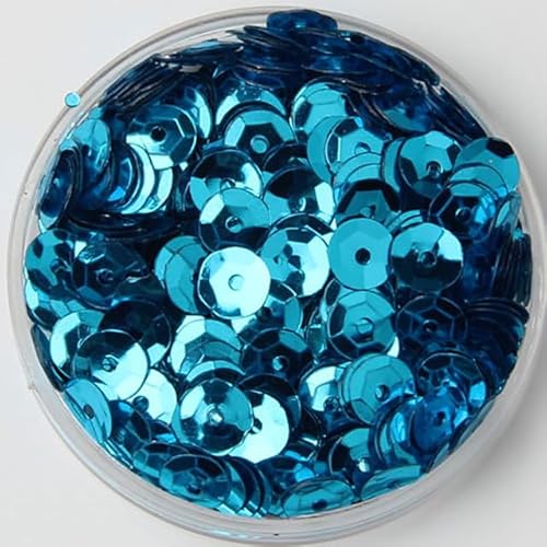 MRVAKDYDI Blume mit Loch-Pailletten, Konkave, runde Pailletten for Nähen von Kleidung, Dekoration, DIY-Handwerk, Mehrfarbig, mehrere Größen(Peacock Blue,4mm 50g) von MRVAKDYDI
